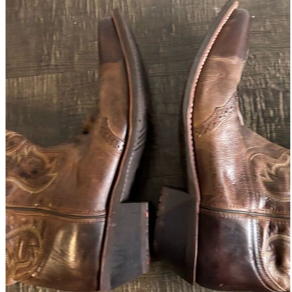 Laredo Men Kane Broad Square Toe Leather Cow Boy Shoes Tan Size 13 - Picture 7 of 11